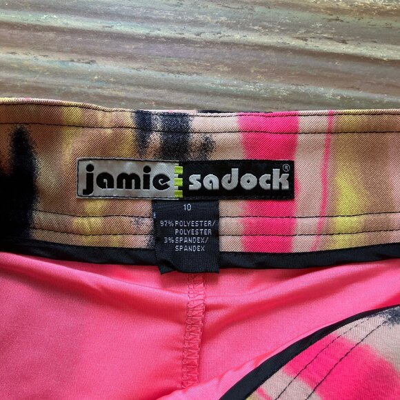 Jamie Sadock Neon Stripe Print Golf Skort Built In Stretch Shorts Zip Pockets - Picture 7 of 8
